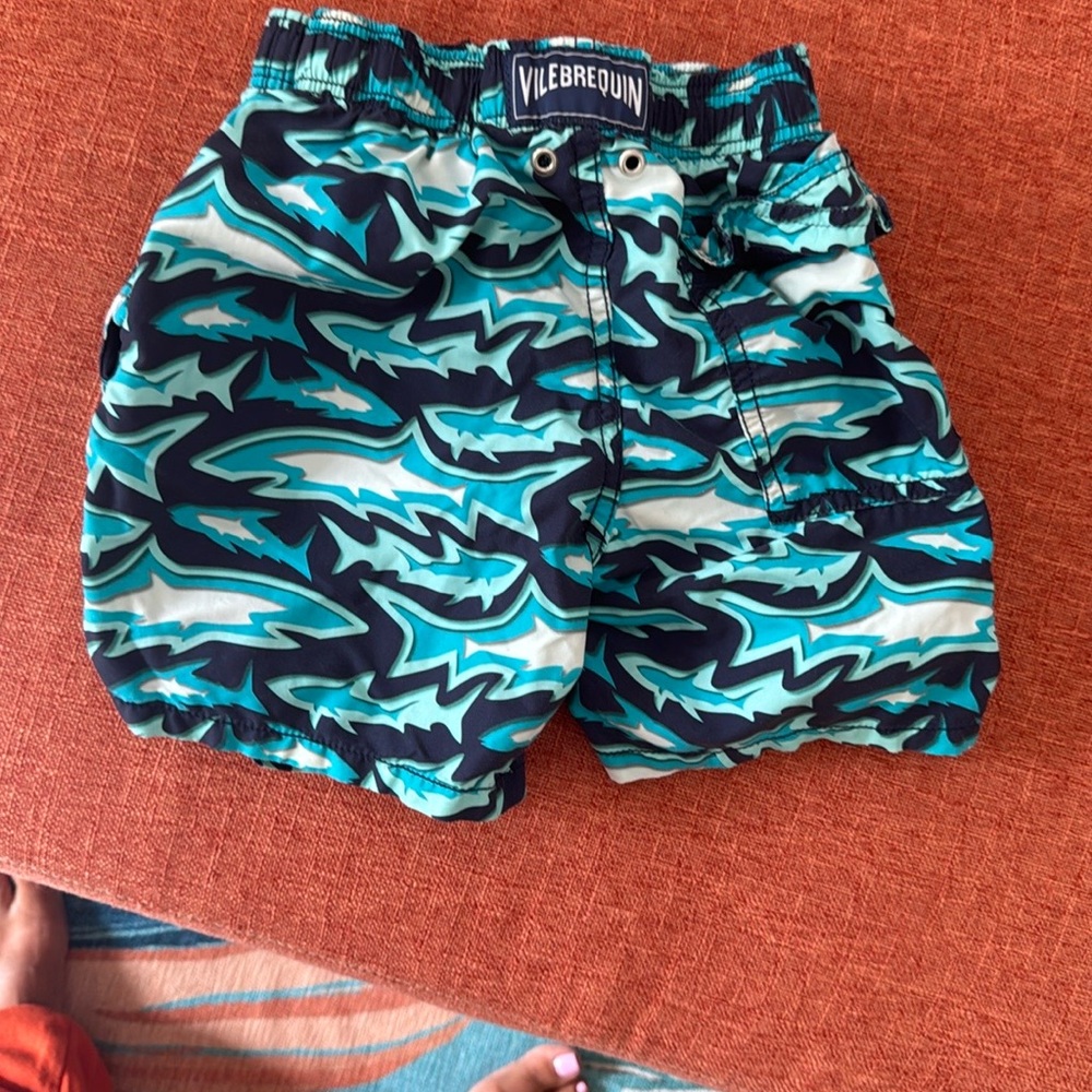 Vilebrequin Blue and Green Shark Pattern Shorts